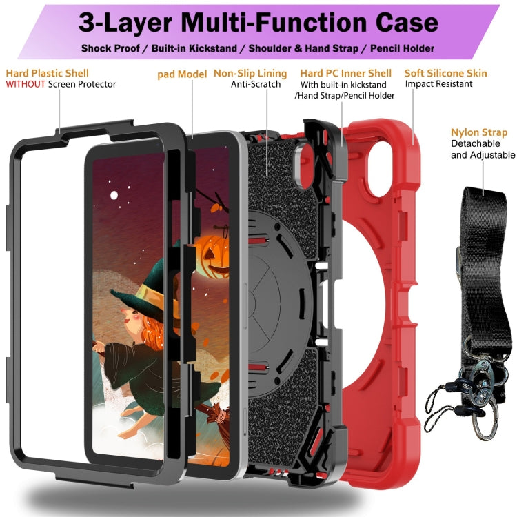 For iPad mini 6 Bat Hand Grip Turntable Stand Tablet Case(Red Black) - iPad mini 6 Cases by PMC Jewellery | Online Shopping South Africa | PMC Jewellery | Buy Now Pay Later Mobicred