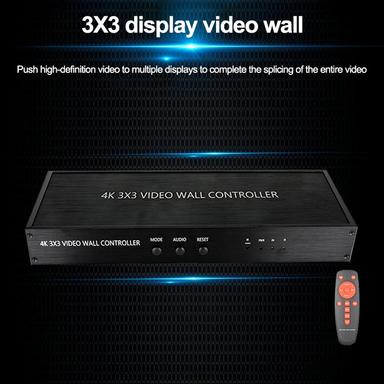 NK-BT88 4K 3x3 HDMI Video Wall Controller Multi-screen Splicing Processor with Remote Controller, Plug:UK Plug - free shipping - PMC TechLife - Order now!