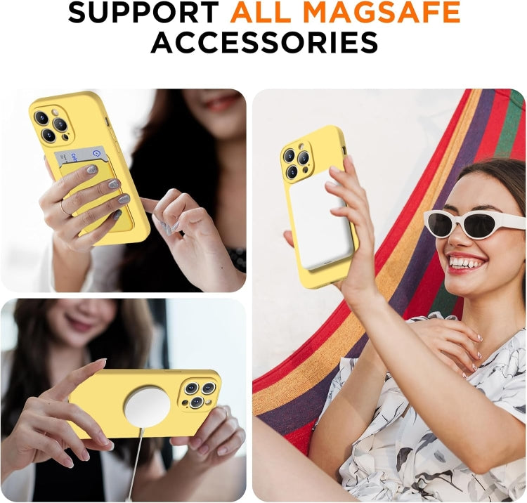 For iPhone 13 Pro Max Silicone Suction Cup MagSafe Phone Case with Screen Film(Yellow) - free shipping - PMc TechLife - Order now!