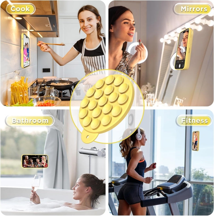 For iPhone 13 Pro Max Silicone Suction Cup MagSafe Phone Case with Screen Film(Yellow) - free shipping - PMc TechLife - Order now!