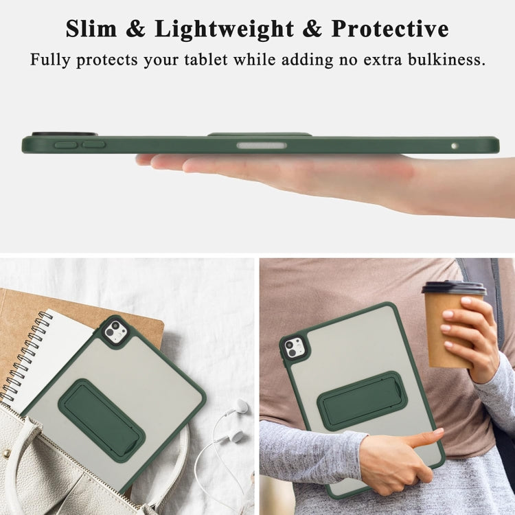 For iPad 10.2 2021 / 2020 / 2019 Skin Feel Holder PC Hybrid TPU Tablet Case(Dark Green) - iPad 10.2 Cases by PMC Jewellery | Online Shopping South Africa | PMC Jewellery | Buy Now Pay Later Mobicred