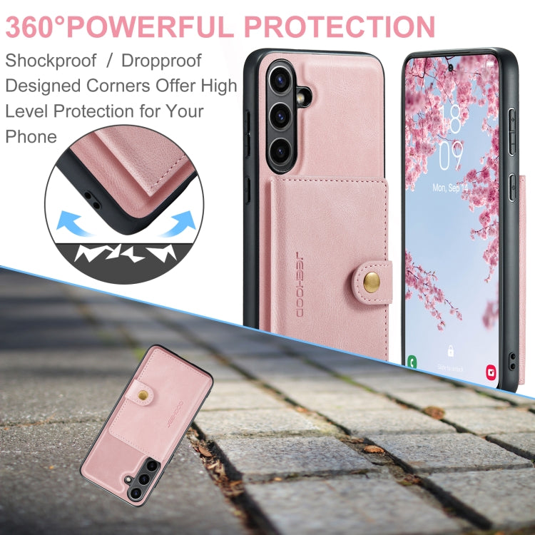 For Samsung Galaxy S24 FE 5G JEEHOOD J01 Retro Magnetic Detachable Wallet Phone Case(Pink) - Galaxy S24 FE 5G Cases by JEEHOOD | Online Shopping South Africa | PMC Jewellery | Buy Now Pay Later Mobicred