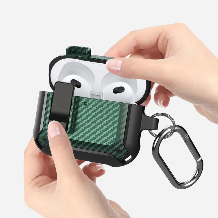 For AirPods 4 Bumblebee Carbon Fiber Shockproof Protective Case with Switch(Red) - For AirPods 4 by PMC Jewellery | Online Shopping South Africa | PMC Jewellery | Buy Now Pay Later Mobicred