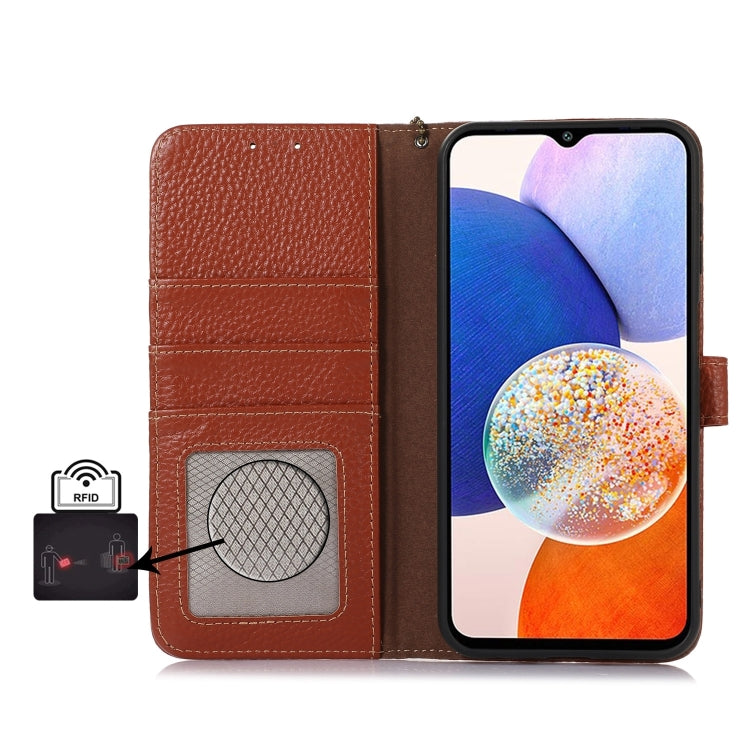 For Honor Play 60 Plus Genuine Leather Litchi Texture RFID Leather Phone Case(Coffee) - Honor Cases by PMC TechLife | Online Shopping South Africa | PMC TechLife | Buy Now Pay Later Mobicred
