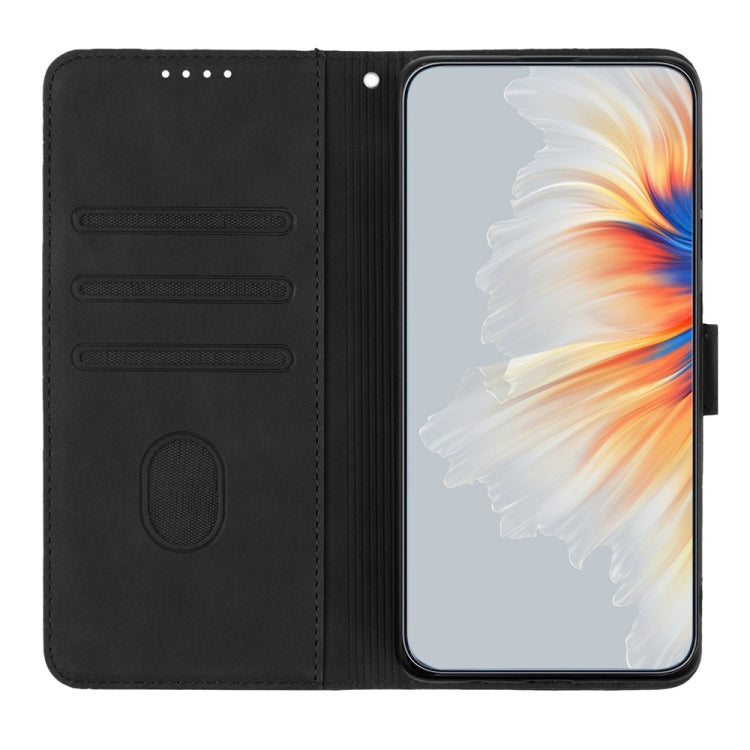 For Samsung Galaxy S25 5G Heart Pattern Skin Feel Leather Phone Case(Black) - Galaxy S25 5G Cases by PMC Jewellery | Online Shopping South Africa | PMC Jewellery | Buy Now Pay Later Mobicred