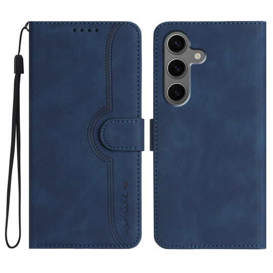 For Samsung Galaxy S25+ 5G Heart Pattern Skin Feel Leather Phone Case(Royal Blue) - Galaxy S25+ 5G Cases by PMC Jewellery | Online Shopping South Africa | PMC Jewellery | Buy Now Pay Later Mobicred