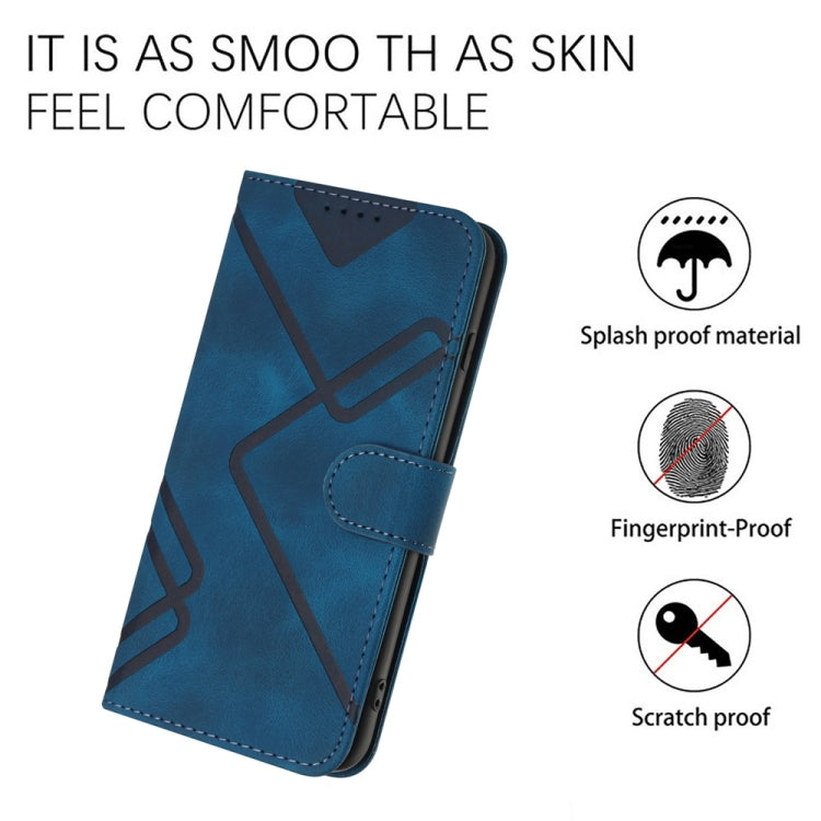 For Samsung Galaxy S25 5G Line Pattern Skin Feel Leather Phone Case(Royal Blue) - Galaxy S25 5G Cases by PMC Jewellery | Online Shopping South Africa | PMC Jewellery | Buy Now Pay Later Mobicred