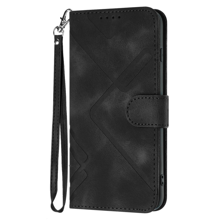 For Samsung Galaxy S25+ 5G Line Pattern Skin Feel Leather Phone Case(Black) - Galaxy S25+ 5G Cases by PMC Jewellery | Online Shopping South Africa | PMC Jewellery | Buy Now Pay Later Mobicred
