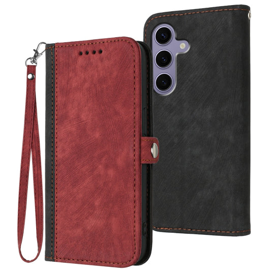 For Samsung Galaxy S25 5G Side Buckle Double Fold Hand Strap Leather Phone Case(Red) - Galaxy S25 5G Cases by PMC Jewellery | Online Shopping South Africa | PMC Jewellery | Buy Now Pay Later Mobicred