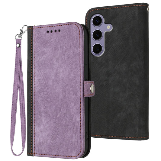 For Samsung Galaxy S25 5G Side Buckle Double Fold Hand Strap Leather Phone Case(Purple) - Galaxy S25 5G Cases by PMC Jewellery | Online Shopping South Africa | PMC Jewellery | Buy Now Pay Later Mobicred