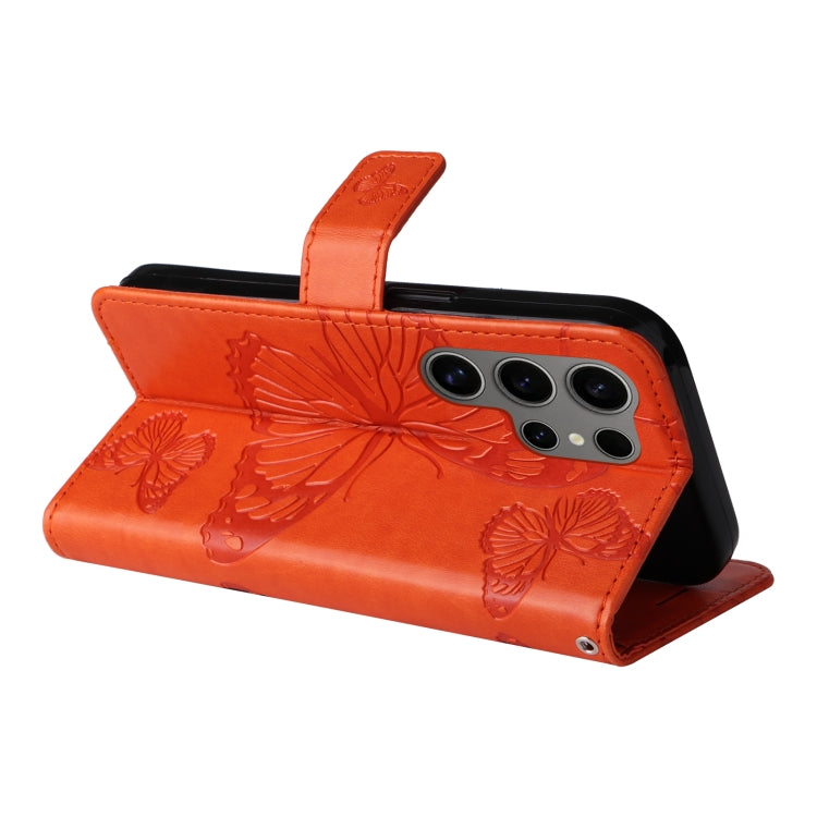 For Samsung Galaxy S25 Ultra 5G 3D Butterfly Embossed Pattern Flip Leather Phone Case(Orange) - Galaxy S25 Ultra 5G Cases by PMC Jewellery | Online Shopping South Africa | PMC Jewellery | Buy Now Pay Later Mobicred