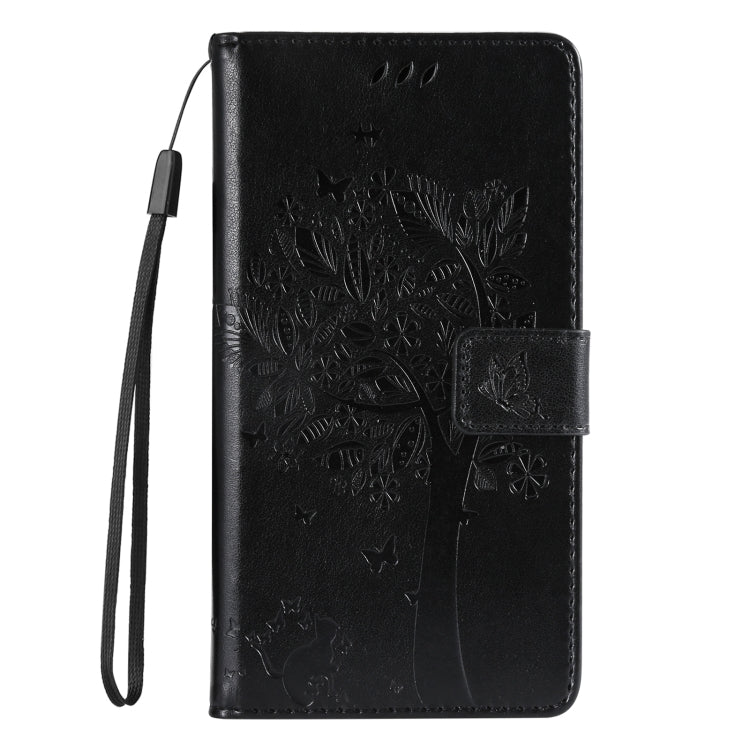For Samsung Galaxy S25 Ultra 5G Tree & Cat Embossed Pattern Flip Leather Phone Case(Black) - free shipping - PMC Jewellery - Order now!