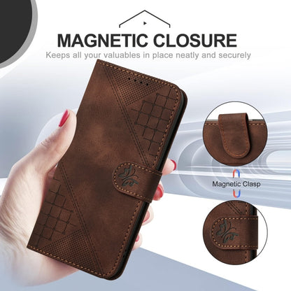 For Samsung Galaxy S25 Ultra 5G YX0080 Grid Butterfly Embossed Pattern Flip Leather Phone Case with Lanyard(Coffee) - Galaxy S25 Ultra 5G Cases by PMC Jewellery | Online Shopping South Africa | PMC Jewellery | Buy Now Pay Later Mobicred