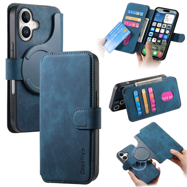 For iPhone 16 Plus CaseNeo MagSafe RFID Anti-theft Retro Leather Phone Case(Blue) - iPhone 16 Plus Cases by CaseNeo | Online Shopping South Africa | PMC Jewellery | Buy Now Pay Later Mobicred