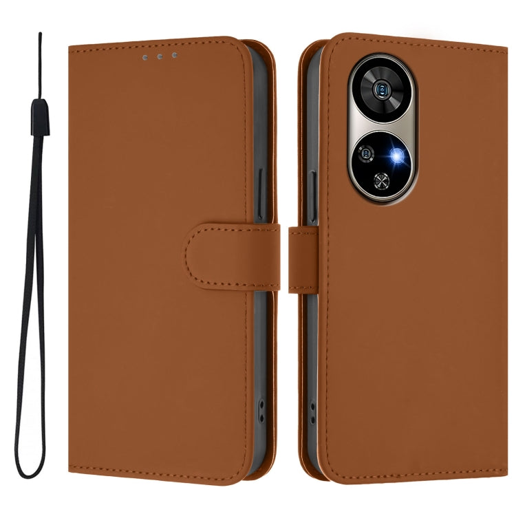 For Ulefone Note 17 Pro Skin Feel Solid Color Leather Phone Case with Lanyard(Brown) - Ulefone Cases by PMC Jewellery | Online Shopping South Africa | PMC Jewellery | Buy Now Pay Later Mobicred