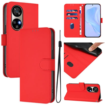 For Ulefone Note 17 Pro Skin Feel Solid Color Leather Phone Case with Lanyard(Red) - Ulefone Cases by PMC Jewellery | Online Shopping South Africa | PMC Jewellery | Buy Now Pay Later Mobicred