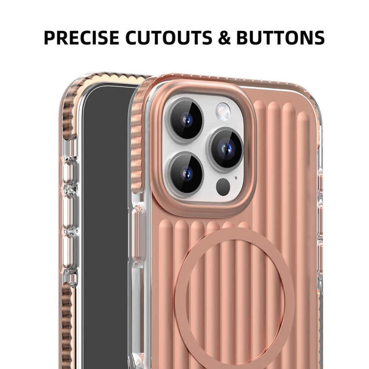 For iPhone 16 Pro Mutural Corrugated Texture Magsafe Magnetic Shockproof Phone Case(Silver) - iPhone 16 Pro Cases by Mutural | Online Shopping South Africa | PMC Jewellery | Buy Now Pay Later Mobicred