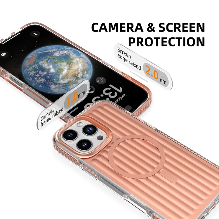 For iPhone 16 Mutural Corrugated Texture Magsafe Magnetic Shockproof Phone Case(Blue) - free shipping - PMC Jewellery - Order now!
