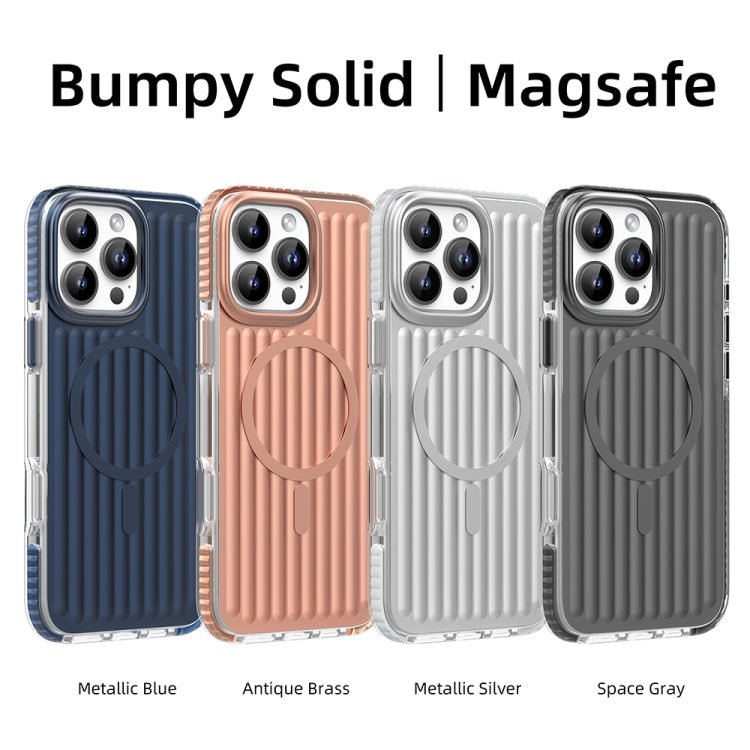 For iPhone 16 Pro Max Mutural Corrugated Texture Magsafe Magnetic Shockproof Phone Case(Silver) - iPhone 16 Pro Max Cases by Mutural | Online Shopping South Africa | PMC Jewellery | Buy Now Pay Later Mobicred