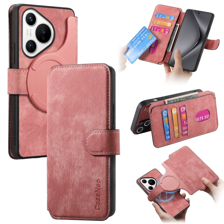 For Huawei Pura 70 CaseNeo MagSafe RFID Anti-theft Retro Leather Phone Case(Pink) - Huawei Cases by CaseNeo | Online Shopping South Africa | PMC Jewellery | Buy Now Pay Later Mobicred