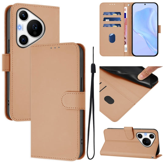 For Huawei Pura 70 Pro / 70 Pro+ Skin Feel Solid Color Leather Phone Case with Lanyard(Nude) - Huawei Cases by PMC Jewellery | Online Shopping South Africa | PMC Jewellery | Buy Now Pay Later Mobicred