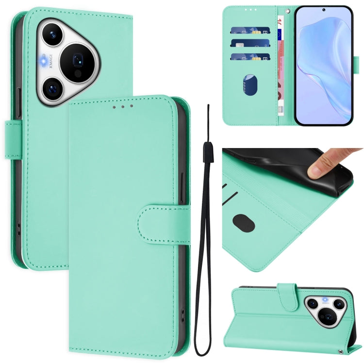 For Huawei Pura 70 Pro / 70 Pro+ Skin Feel Solid Color Leather Phone Case with Lanyard(Mint Green) - Huawei Cases by PMC Jewellery | Online Shopping South Africa | PMC Jewellery | Buy Now Pay Later Mobicred