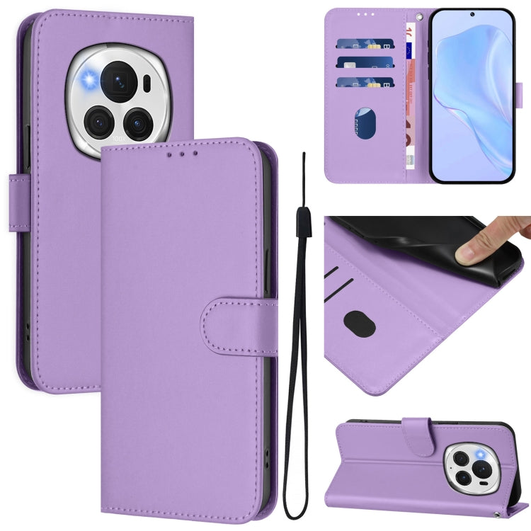 For Honor Magic6 Pro Skin Feel Solid Color Leather Phone Case with Lanyard(Lavender Purple) - Honor Cases by PMC Jewellery | Online Shopping South Africa | PMC Jewellery | Buy Now Pay Later Mobicred