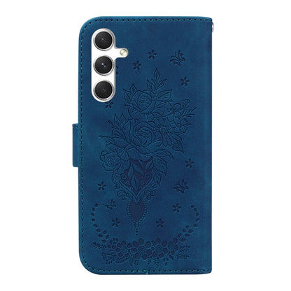 For Samsung Galaxy S25+ 5G Butterfly Rose Embossed Leather Phone Case(Blue) - Galaxy S25+ 5G Cases by PMC Jewellery | Online Shopping South Africa | PMC Jewellery | Buy Now Pay Later Mobicred