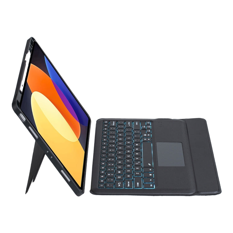For Xiaomi Pad 5 12.4 Detachable Backlit Bluetooth Keyboard Leather Case with Touchpad(Black) - free shipping - PMC Jewellery - Order now!