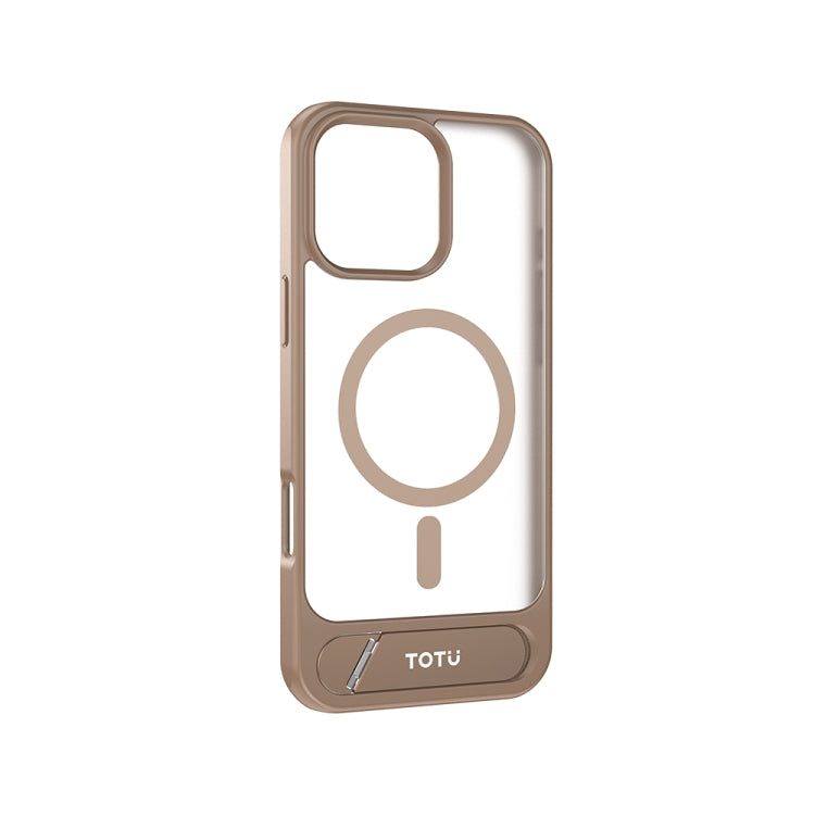 For iPhone 16 Pro Max TOTU PC-25 Skin Feel MagSafe Magnetic Stand Phone Case(Gold) - iPhone 16 Pro Max Cases by TOTUDESIGN | Online Shopping South Africa | PMC Jewellery | Buy Now Pay Later Mobicred