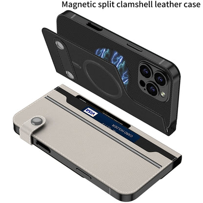 For iPhone 16 Pro Max GKK Detachable Flip Leather MagSafe Phone Case(Carbon Fiber) - iPhone 16 Pro Max Cases by GKK | Online Shopping South Africa | PMC Jewellery | Buy Now Pay Later Mobicred