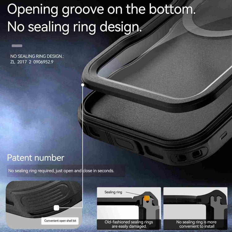 For iPhone 16 RedPepper IP68 Waterproof Triple-proof MagSafe Phone Case(Black) - free shipping - PMC Jewellery - Order now!