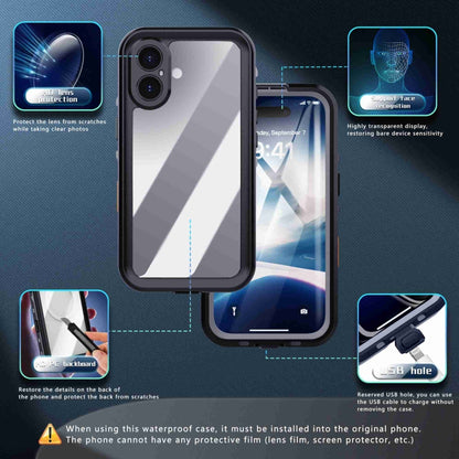 For iPhone 16 Plus RedPepper Transparent Dot IP68 Waterproof Triple-proof Phone Case(Black Dark Grey) - iPhone 16 Plus Cases by RedPepper | Online Shopping South Africa | PMC Jewellery | Buy Now Pay Later Mobicred