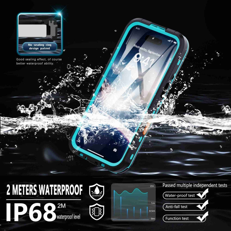 For iPhone 16 Plus RedPepper Transparent Dot IP68 Waterproof Triple-proof MagSafe Phone Case(Black Blue) - iPhone 16 Plus Cases by RedPepper | Online Shopping South Africa | PMC Jewellery | Buy Now Pay Later Mobicred