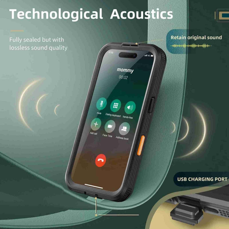 For iPhone 16 Pro Max RedPepper IP68 Waterproof Triple-proof MagSafe Phone Case(Black) - free shipping - PMC Jewellery - Order now!