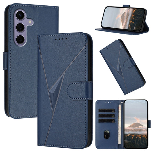 For Samsung Galaxy S25 5G Triangle Pattern Buckle Clasp Leather Phone Case(Royal Blue) - Galaxy S25 5G Cases by PMC Jewellery | Online Shopping South Africa | PMC Jewellery | Buy Now Pay Later Mobicred