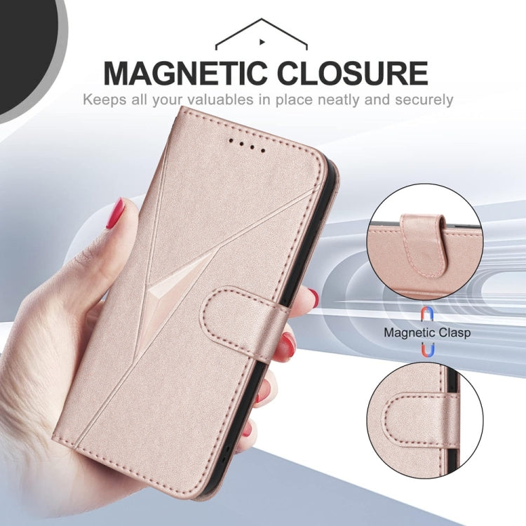 For Samsung Galaxy S25 Ultra 5G Triangle Pattern Buckle Clasp Leather Phone Case(Rose Gold) - Galaxy S25 Ultra 5G Cases by PMC Jewellery | Online Shopping South Africa | PMC Jewellery | Buy Now Pay Later Mobicred