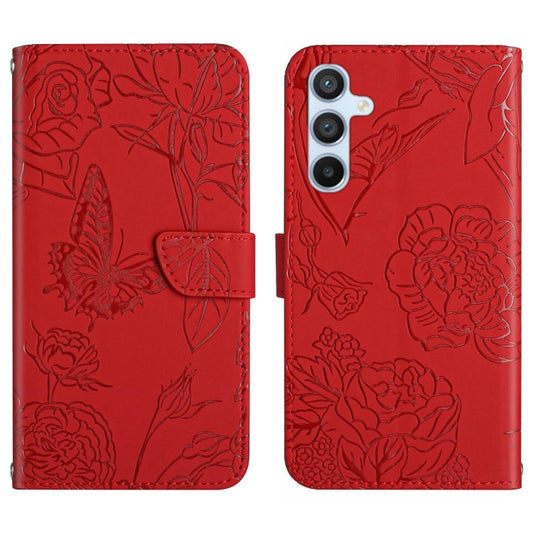 For Samsung Galaxy S25 5G Skin Feel Butterfly Embossed Flip Leather Phone Case(Red) - Galaxy S25 5G Cases by PMC Jewellery | Online Shopping South Africa | PMC Jewellery | Buy Now Pay Later Mobicred