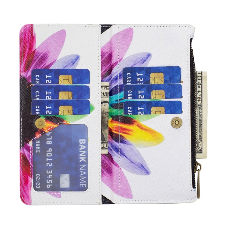For Samsung Galaxy S25+ 5G Colored Drawing Pattern Zipper Leather Phone Case(Sun Flower) - Galaxy S25+ 5G Cases by PMC Jewellery | Online Shopping South Africa | PMC Jewellery | Buy Now Pay Later Mobicred