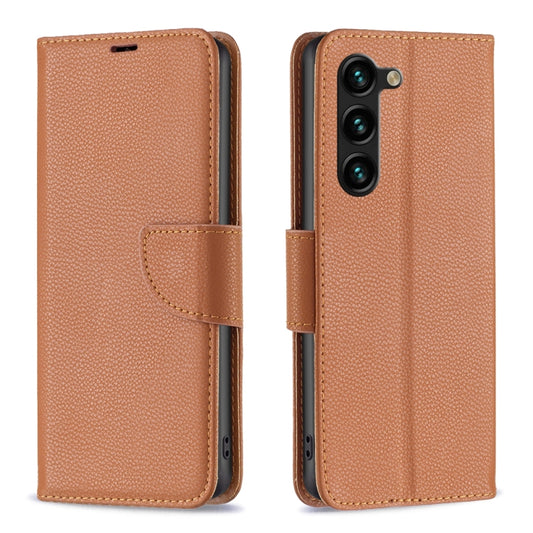 For Samsung Galaxy S25+ 5G Litchi Texture Pure Color Flip Leather Phone Case(Brown) - Galaxy S25+ 5G Cases by PMC Jewellery | Online Shopping South Africa | PMC Jewellery | Buy Now Pay Later Mobicred