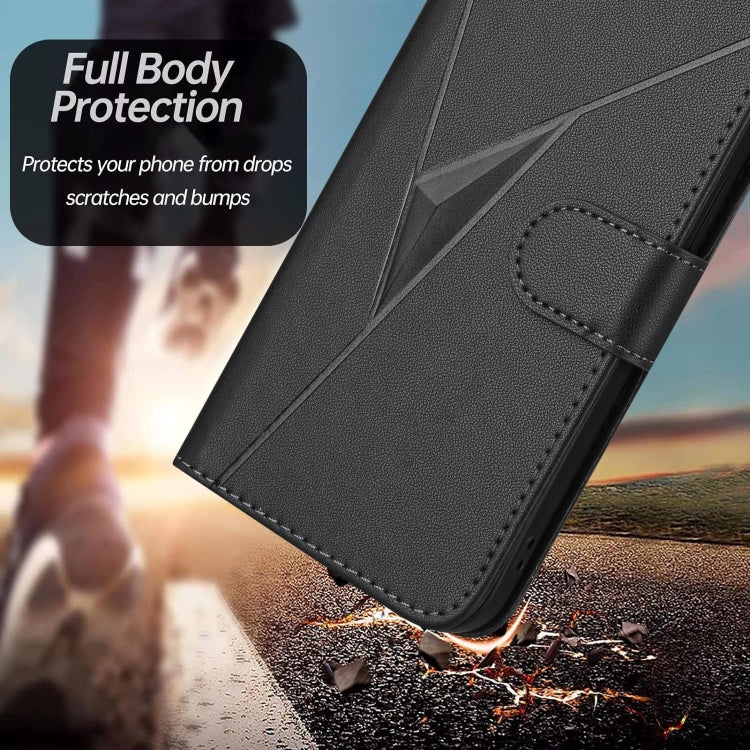 For Motorola Moto G Stylus 2024 Triangle Pattern Buckle Clasp Leather Phone Case(Black) - free shipping - PMC Jewellery - Order now!