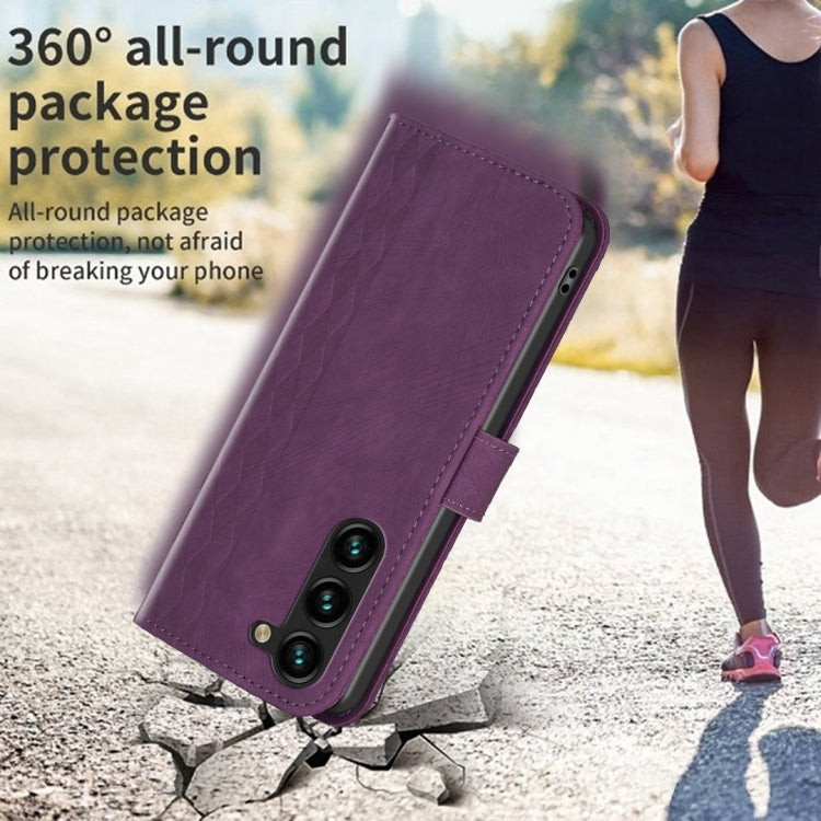 For Samsung Galaxy S25+ 5G Plaid Embossed Leather Phone Case(Purple) - free shipping - PMC Jewellery - Order now!
