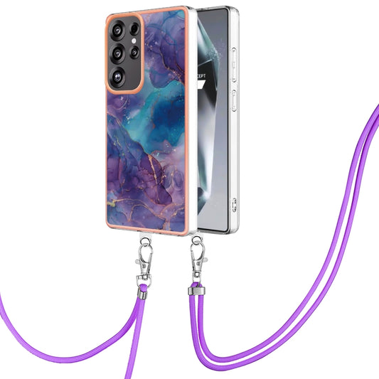 For Samsung Galaxy S25 Ultra 5G Electroplating Marble Dual-side IMD Phone Case with Lanyard(Purple 016) - Galaxy S25 Ultra 5G Cases by PMC Jewellery | Online Shopping South Africa | PMC Jewellery | Buy Now Pay Later Mobicred