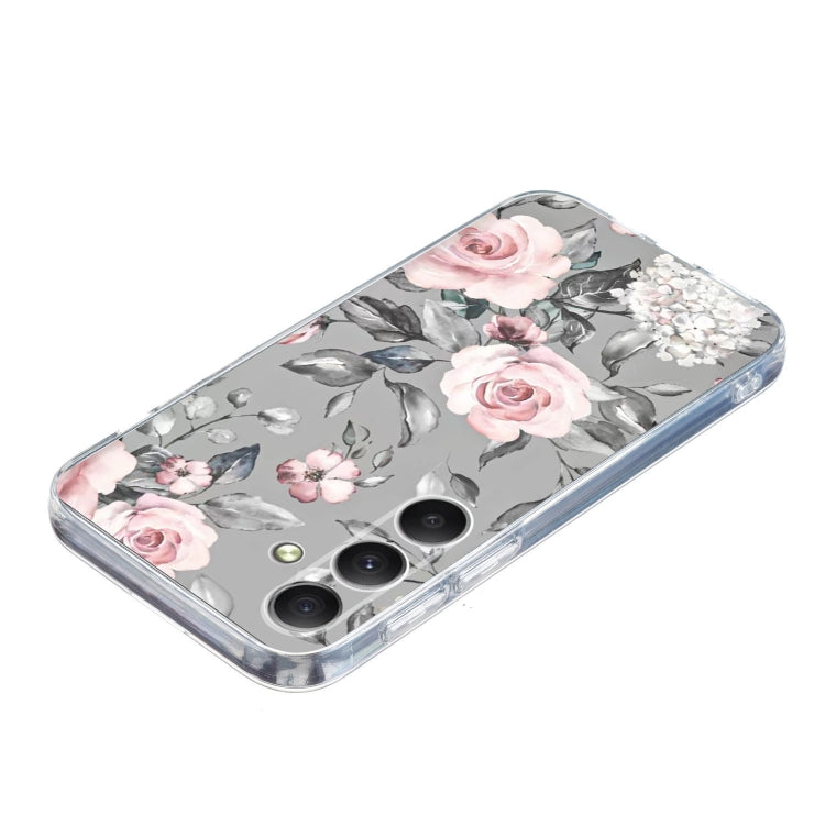 For Samsung Galaxy S25+ 5G Colorful Painting Pattern TPU Phone Case(Flowers On Grey) - Galaxy S25+ 5G Cases by PMC Jewellery | Online Shopping South Africa | PMC Jewellery | Buy Now Pay Later Mobicred