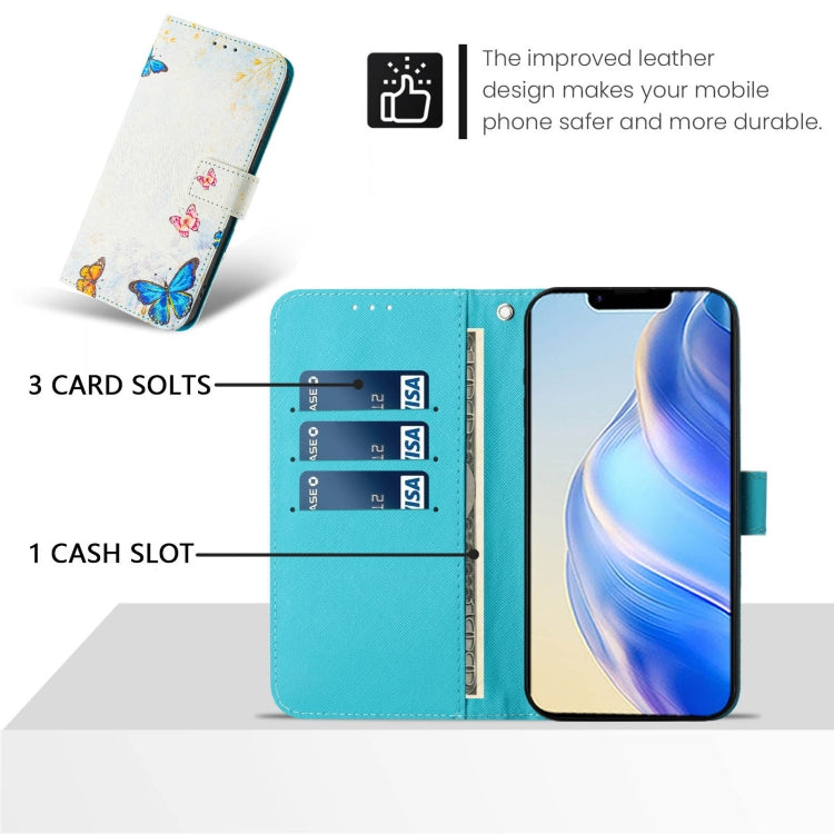 For iPhone 16e Art Colored Drawing Pattern Leather Phone Case(Butterfly house) - iPhone 16e Cases by PMC TechLife | Online Shopping South Africa | PMC TechLife | Buy Now Pay Later Mobicred