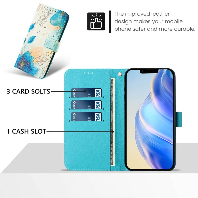 For iPhone 16e Art Colored Drawing Pattern Leather Phone Case(Flowering flowers) - iPhone 16e Cases by PMC TechLife | Online Shopping South Africa | PMC TechLife | Buy Now Pay Later Mobicred