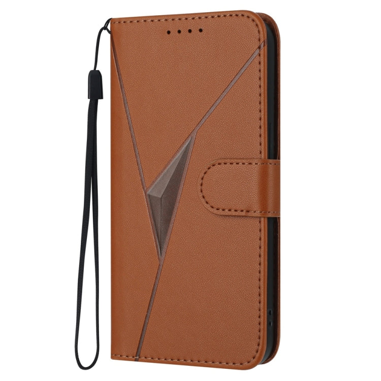 For Huawei Pura 70 Pro / Pura 70 Ultra Triangle Pattern Buckle Clasp Leather Phone Case(Brown) - Huawei Cases by PMC Jewellery | Online Shopping South Africa | PMC Jewellery | Buy Now Pay Later Mobicred