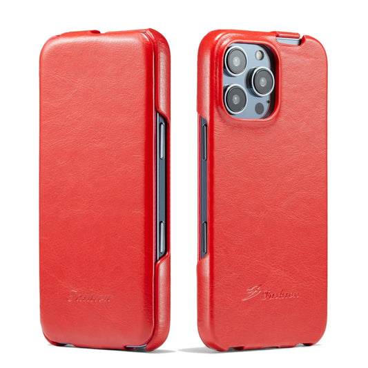 For iPhone 16 Pro Max Fierre Shann 64 Texture Vertical Flip PU Leather Phone Case(Red) - iPhone 16 Pro Max Cases by FIERRE SHANN | Online Shopping South Africa | PMC Jewellery | Buy Now Pay Later Mobicred