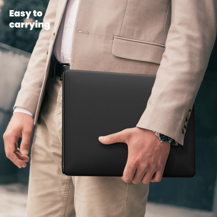 For MacBook Air 13.3 inch A2337 Business Magnetic Holder PC + PU Laptop Protective Case(Black) - MacBook Air Cases by PMC Jewellery | Online Shopping South Africa | PMC Jewellery | Buy Now Pay Later Mobicred