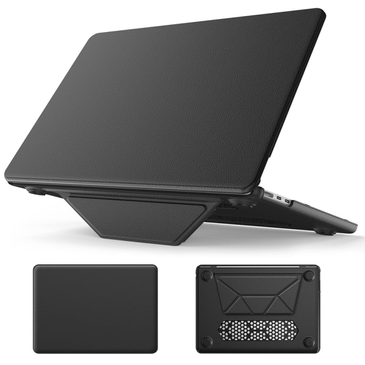 For MacBook Air 15.3 inch A3114 / A2941 Business Magnetic Holder PC + PU Laptop Protective Case(Black) - MacBook Air Cases by PMC Jewellery | Online Shopping South Africa | PMC Jewellery | Buy Now Pay Later Mobicred